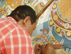 Measuring While Painting On Wall (Kapan Monastery)