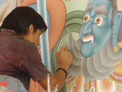 Shading while Painting on Wall (Kapan Monastery)